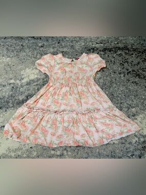 Vince Camuto Pink Floral Tiered Puff-Sleeve Dress